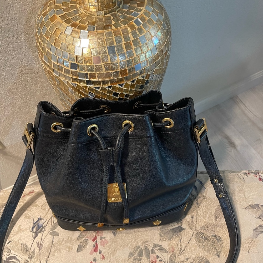 MCM Black and Gold Shoulder Bag